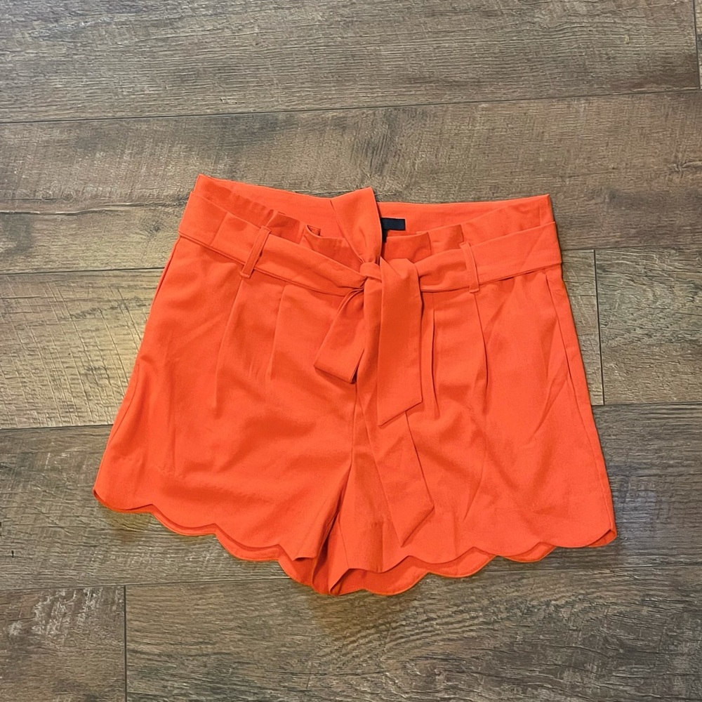 High-waisted Orange Red Scallop Tie Shorts Womens Medium
